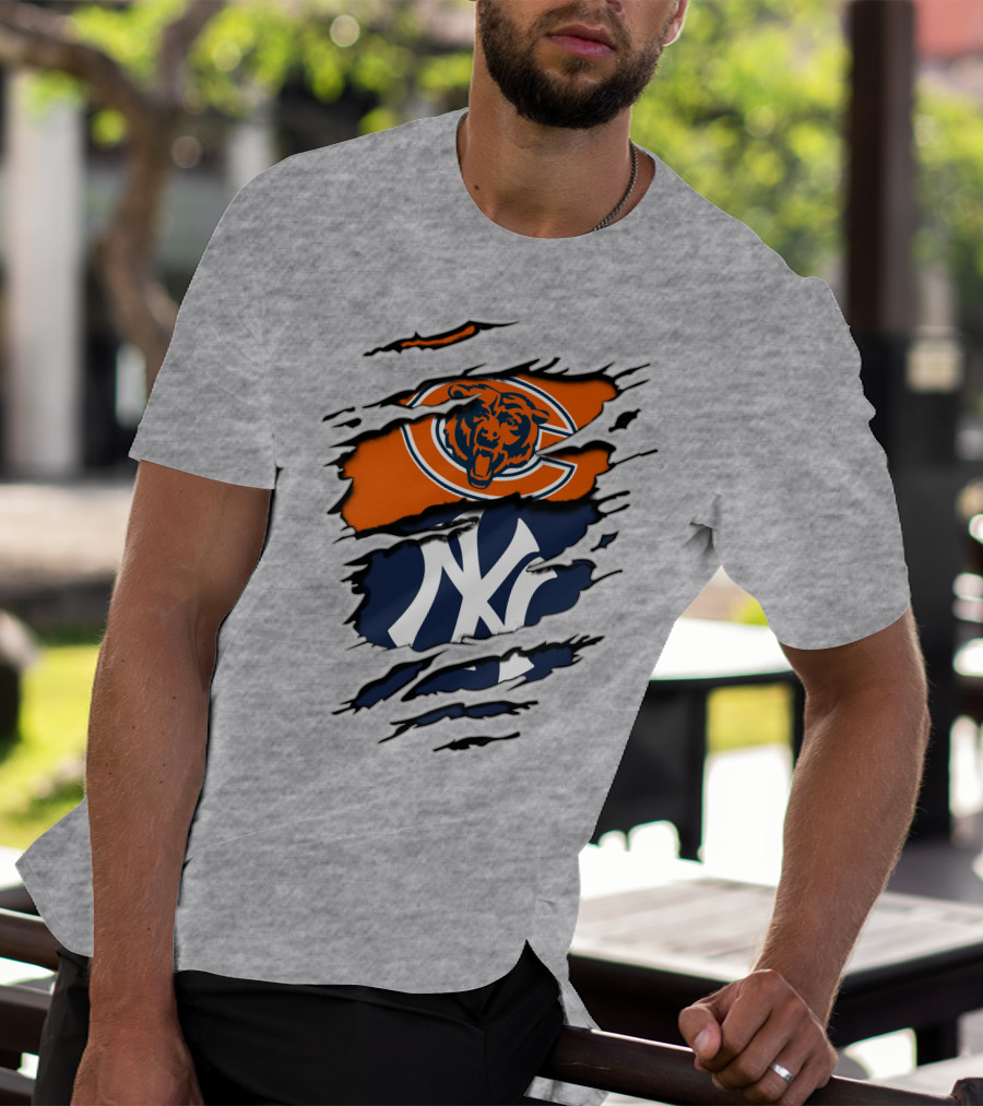 Chicago Bears New York Yankees Collaboration Logo Fusion T-Shirt