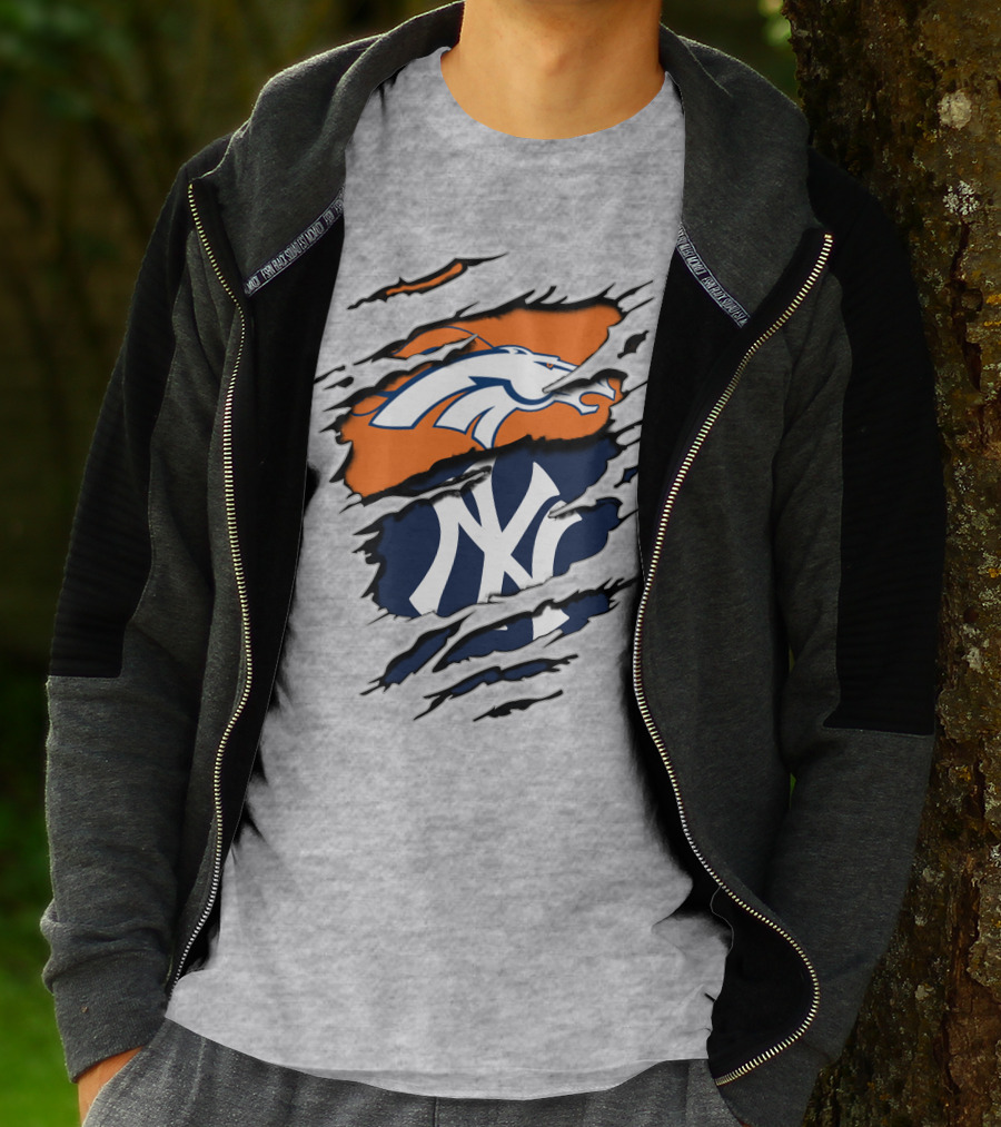 Broncos Yankees Logo Mashup T-Shirt
