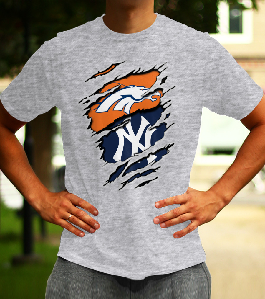 Broncos Yankees Logo Mashup T-Shirt