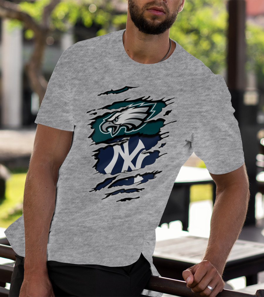Philadelphia Eagles New York Yankees Fan Crossover T-Shirt