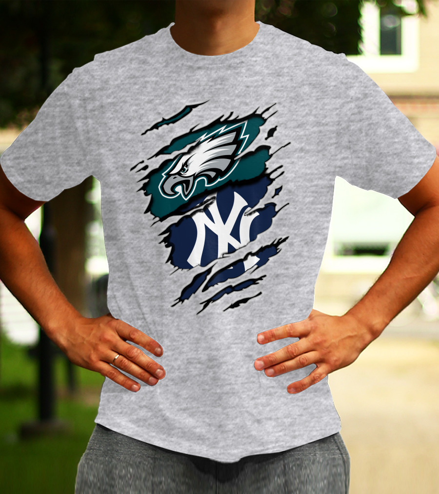 Philadelphia Eagles New York Yankees Fan Crossover T-Shirt