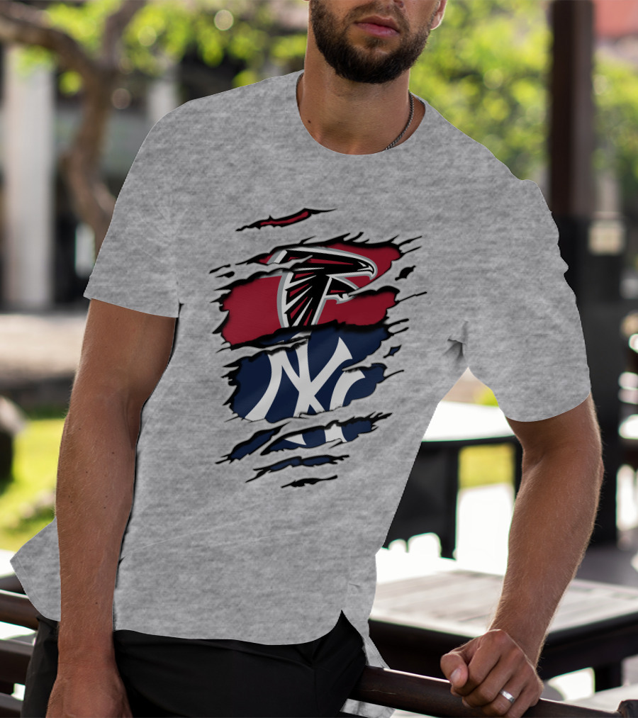 Atlanta Falcons New York Yankees Logo Mashup T-Shirt