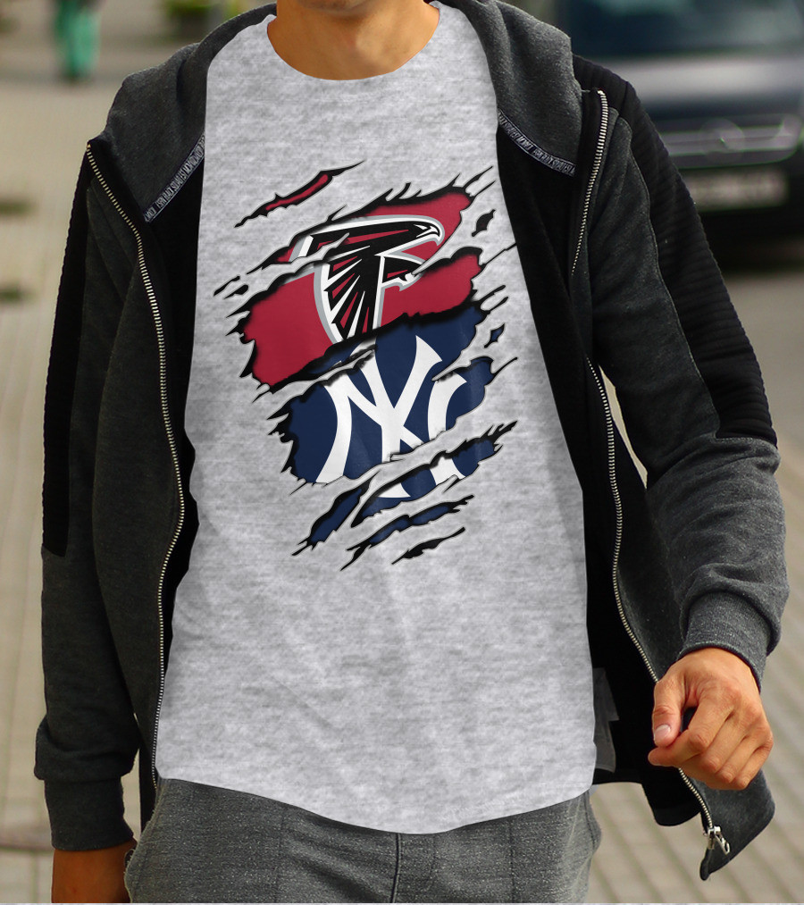 Atlanta Falcons New York Yankees Logo Mashup T-Shirt