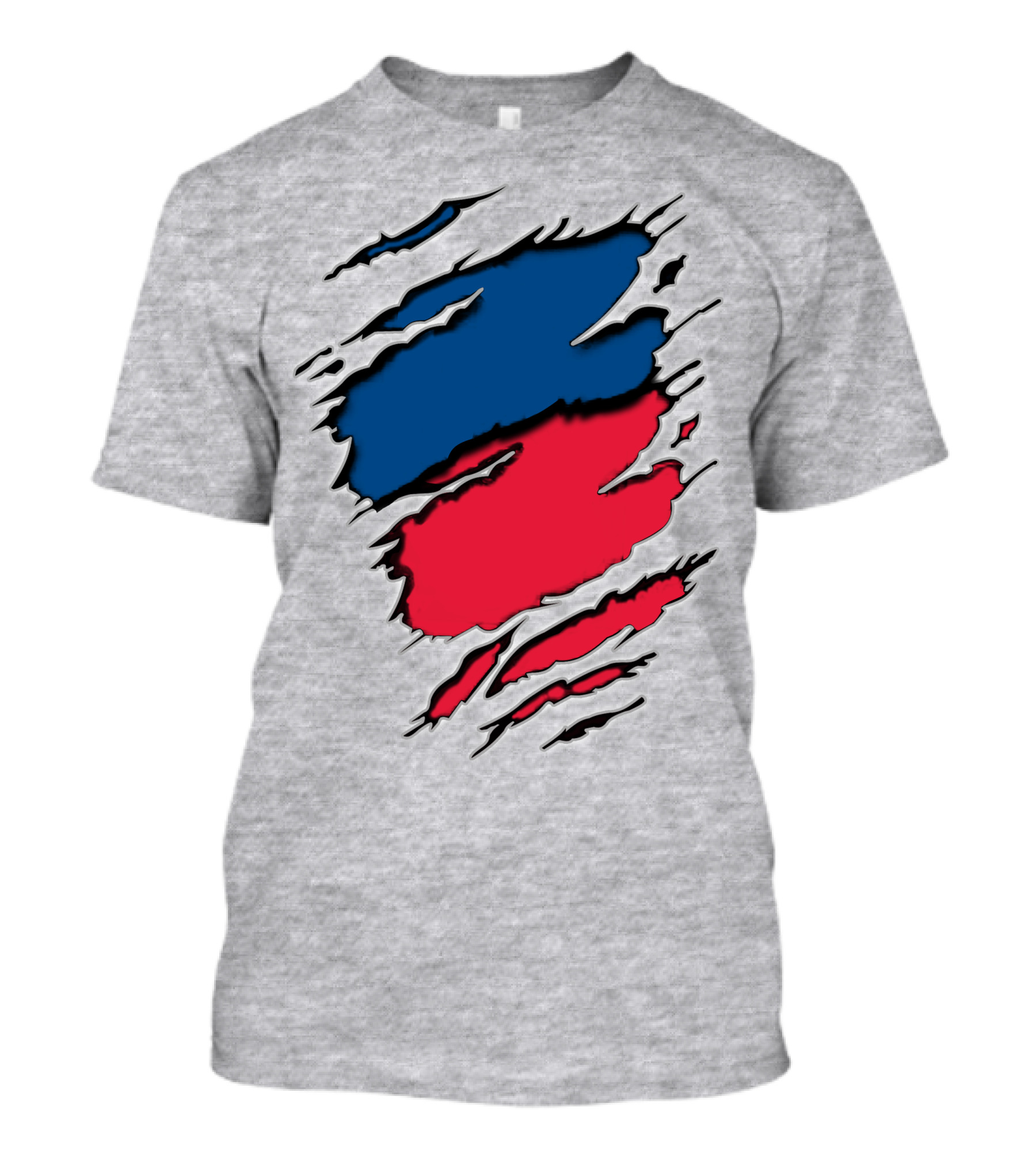 Blue And Red Claw Marks Design On Gray 5 Tshirt T-Shirt