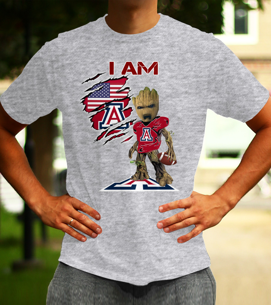 I AM Arizona Wildcats Groot Football USA Flag T-Shirt