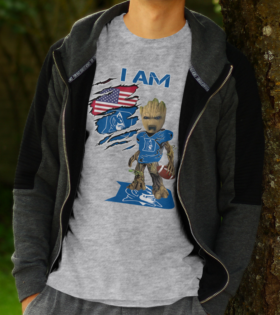 I Am Groot Duke Blue Devils Football American Flag T-Shirt