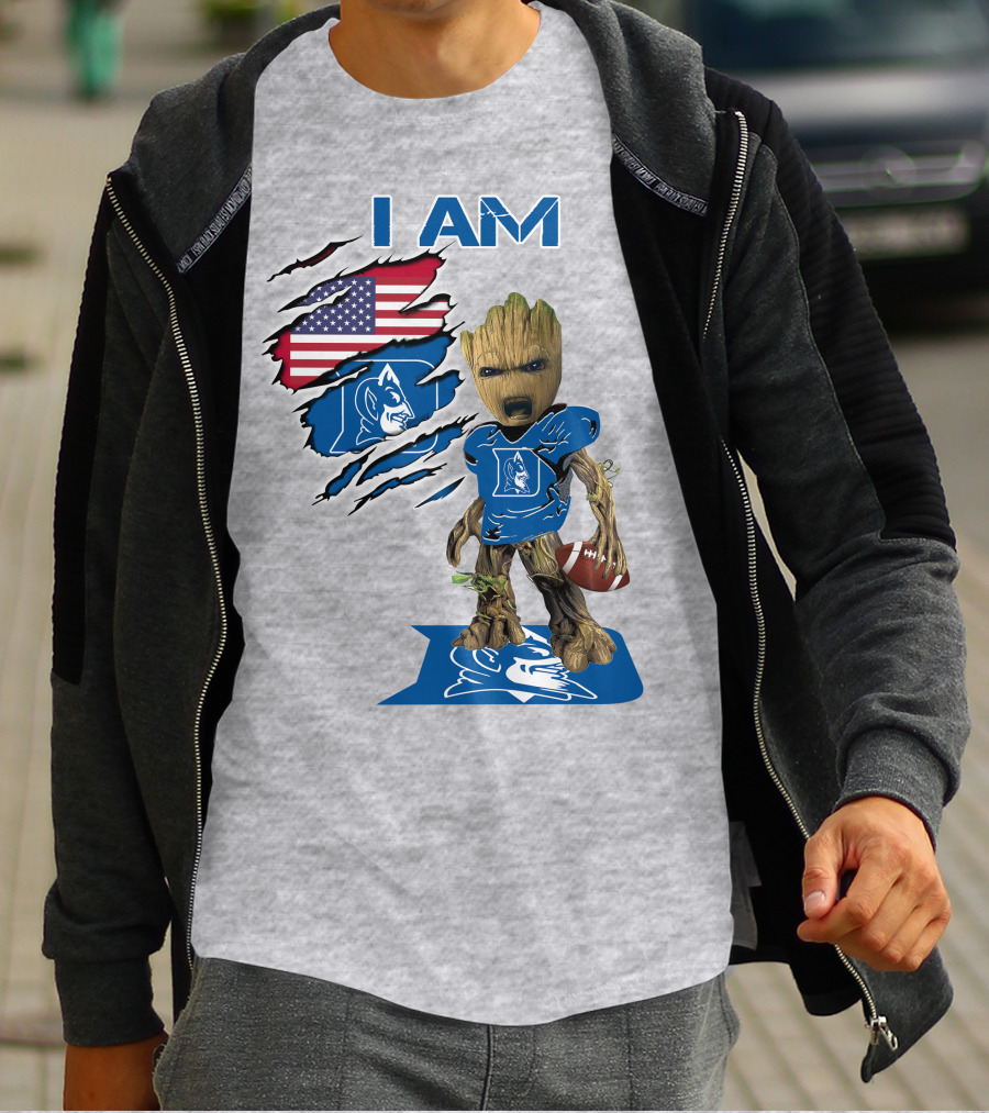 I Am Groot Duke Blue Devils Football American Flag T-Shirt