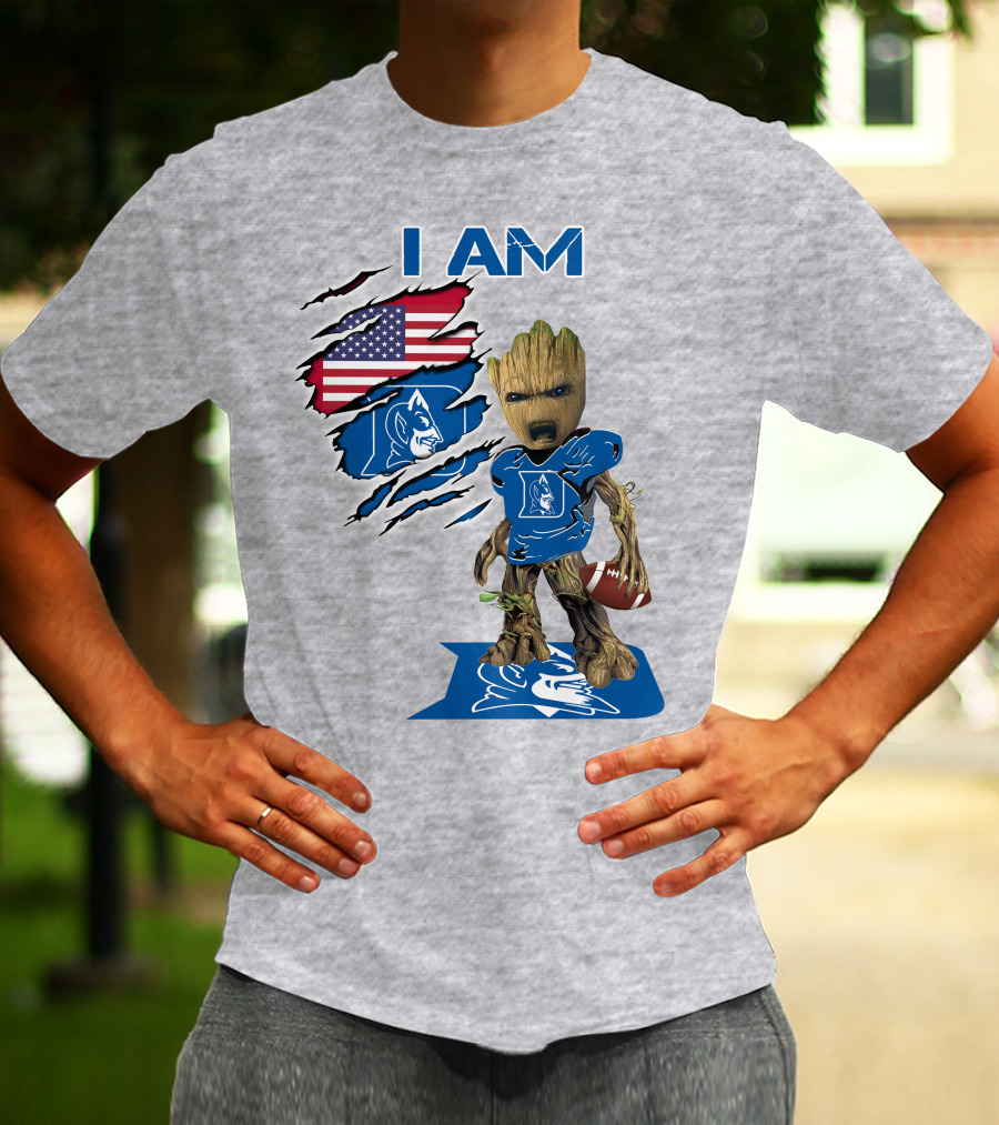I Am Groot Duke Blue Devils Football American Flag T-Shirt