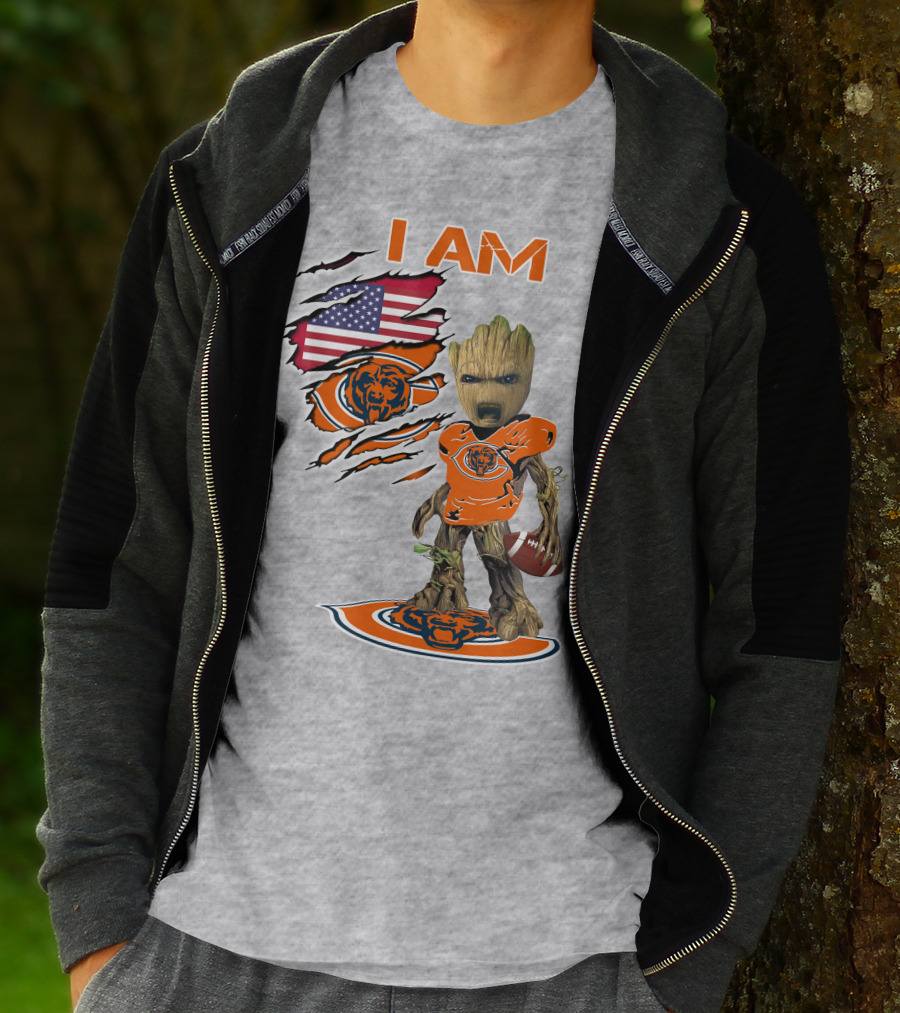 I Am Groot Chicago Bears Football Usa Flag T-Shirt