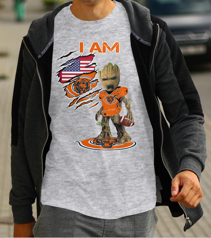 I Am Groot Chicago Bears Football Usa Flag T-Shirt