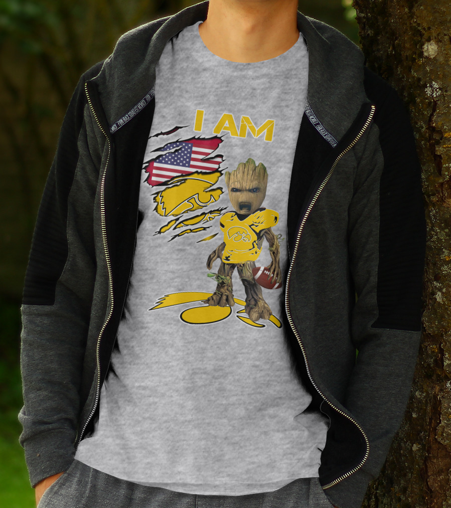 I Am Hawkeyes Baby Groot American Football T-Shirt