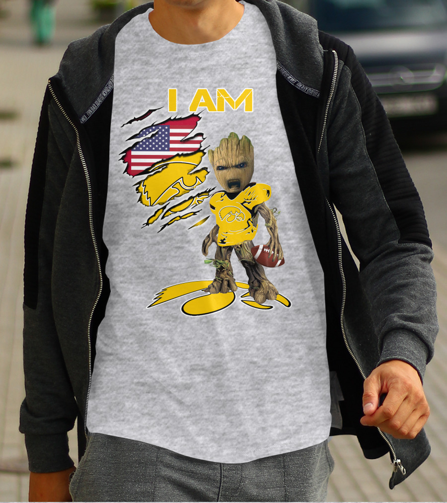 I Am Hawkeyes Baby Groot American Football T-Shirt