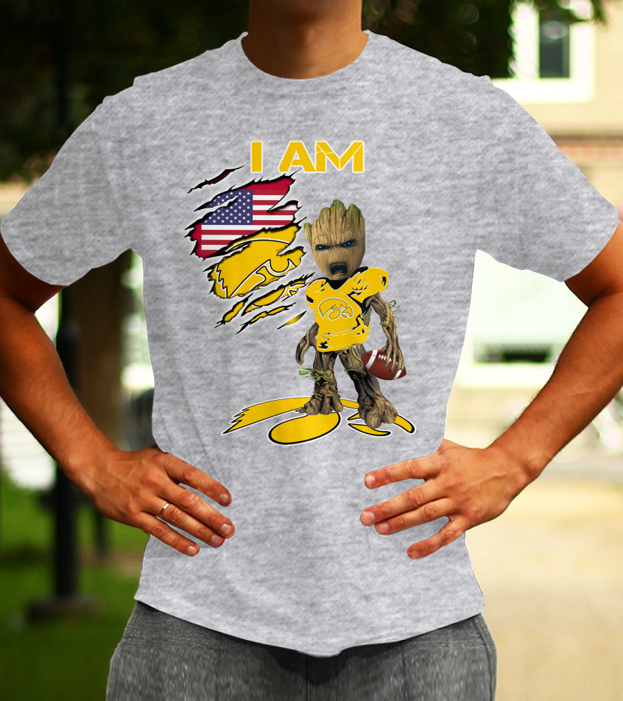 I Am Hawkeyes Baby Groot American Football T-Shirt
