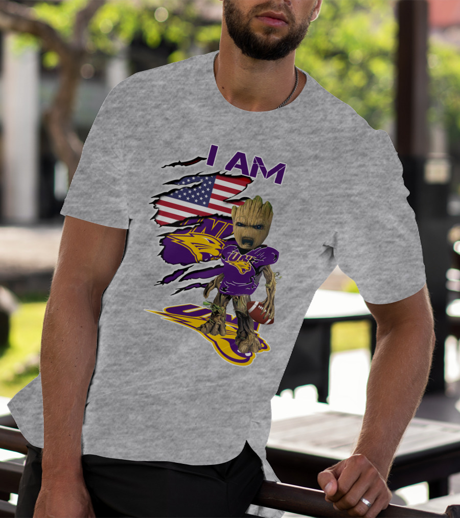 I AM Panthers Baby Groot UNI Football American Flag T-Shirt
