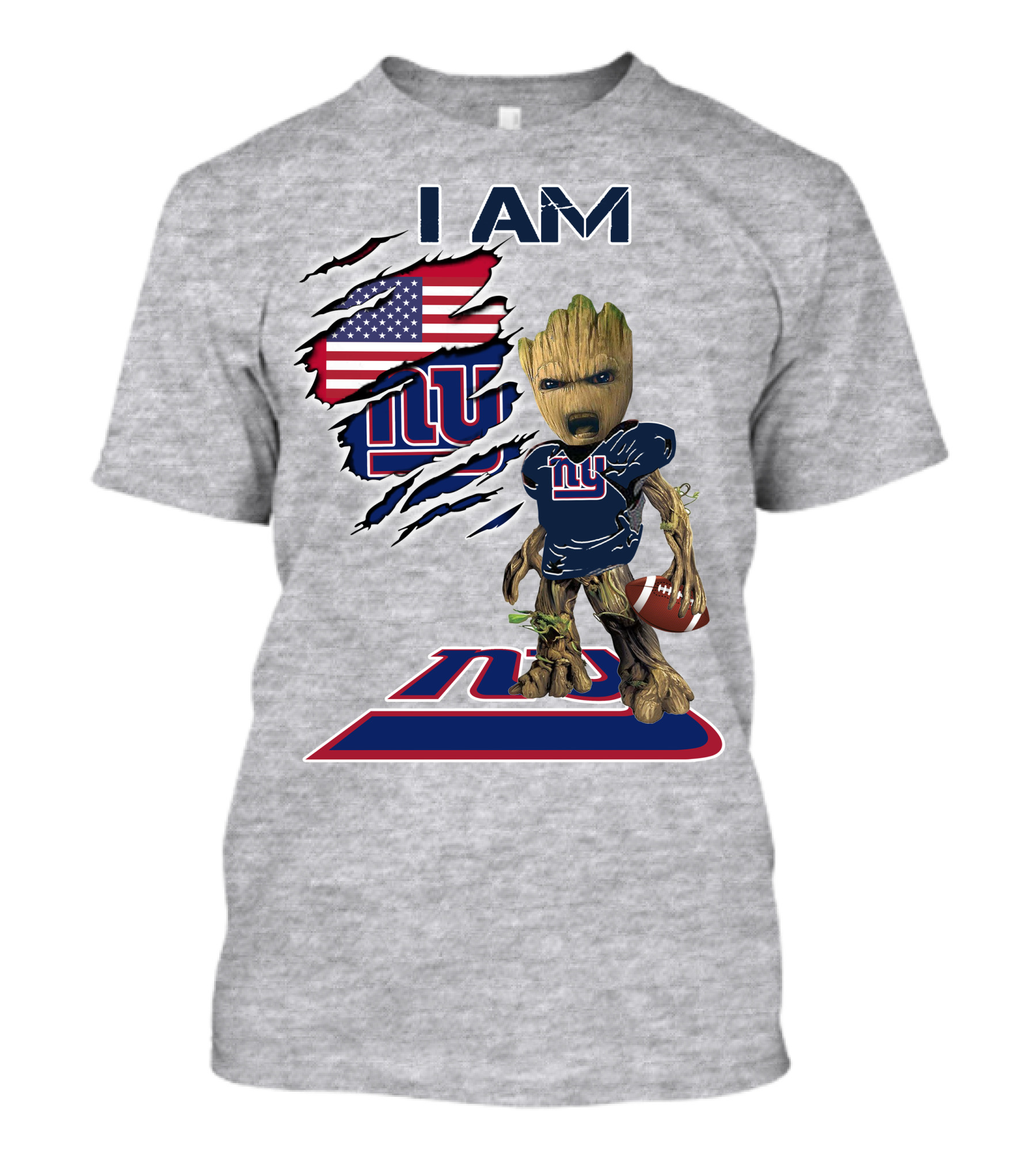 I Am Giants Baby Groot Football Usa Flag T-Shirt