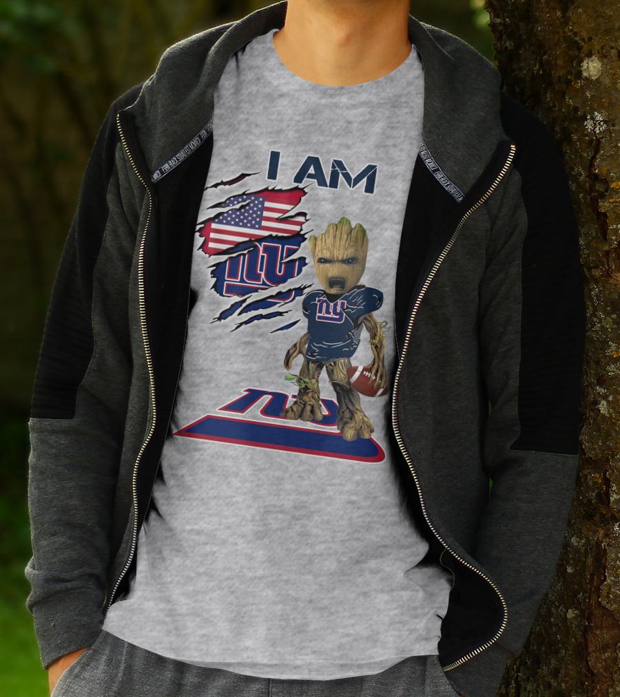 I Am Giants Baby Groot Football Usa Flag T-Shirt