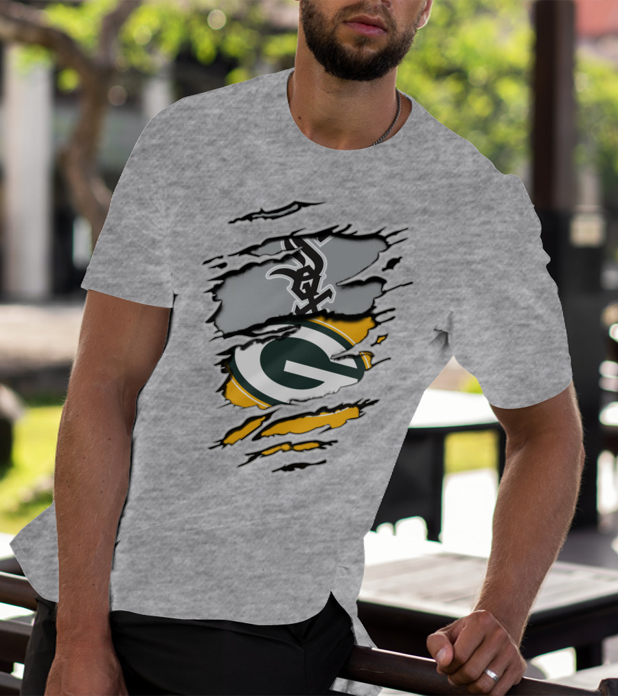 Packers White Sox Black And Green Rip Claw Marks T-Shirt