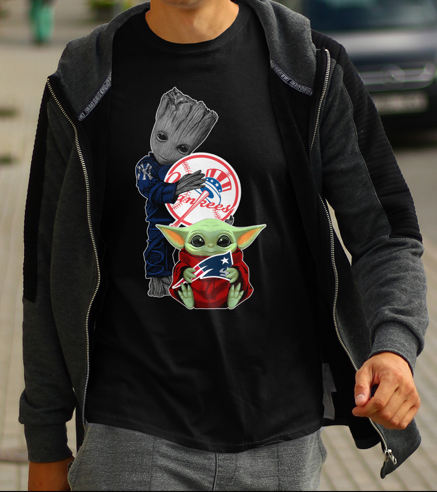 Yankees Groot Baby Yoda Patriots T-Shirt
