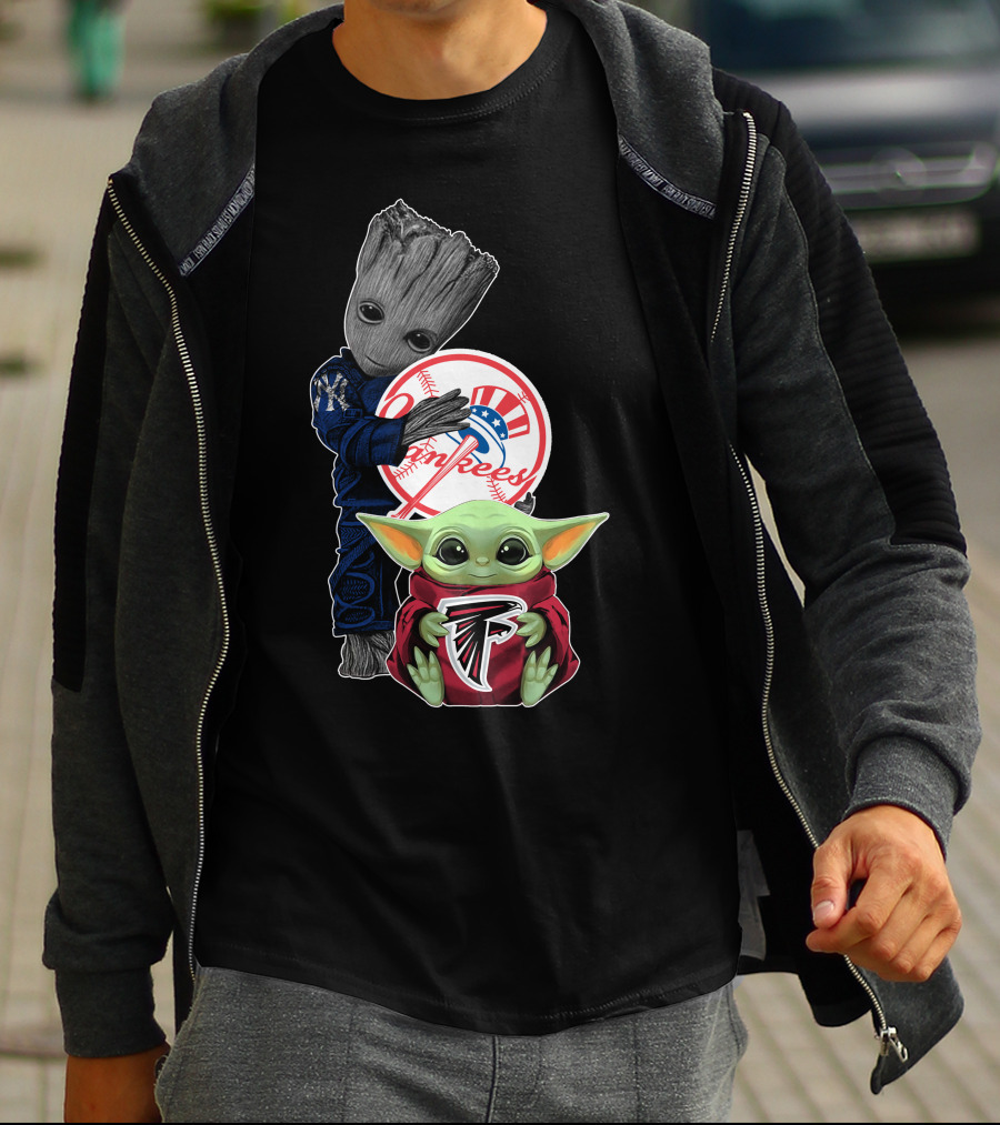 Yankees Groot Braves Baby Yoda T-Shirt