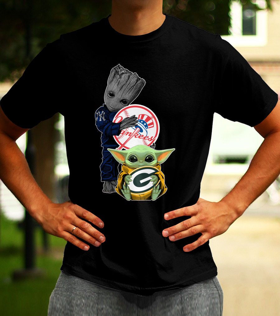 Yankees Groot Packers Baby Yoda T-Shirt