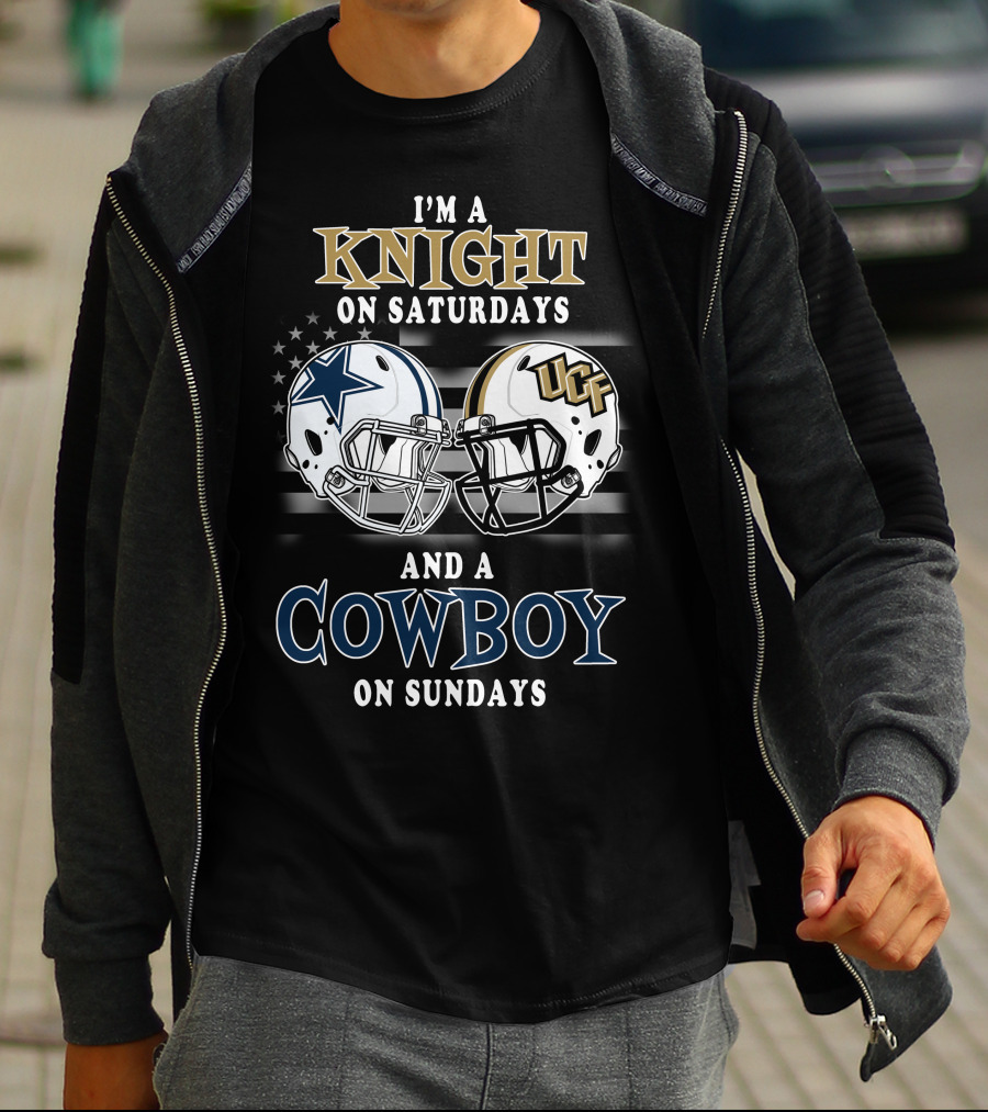 I'm A Knight On Saturdays And A Cowboy On Sundays Ucf Cowboys Football Helmets T-Shirt