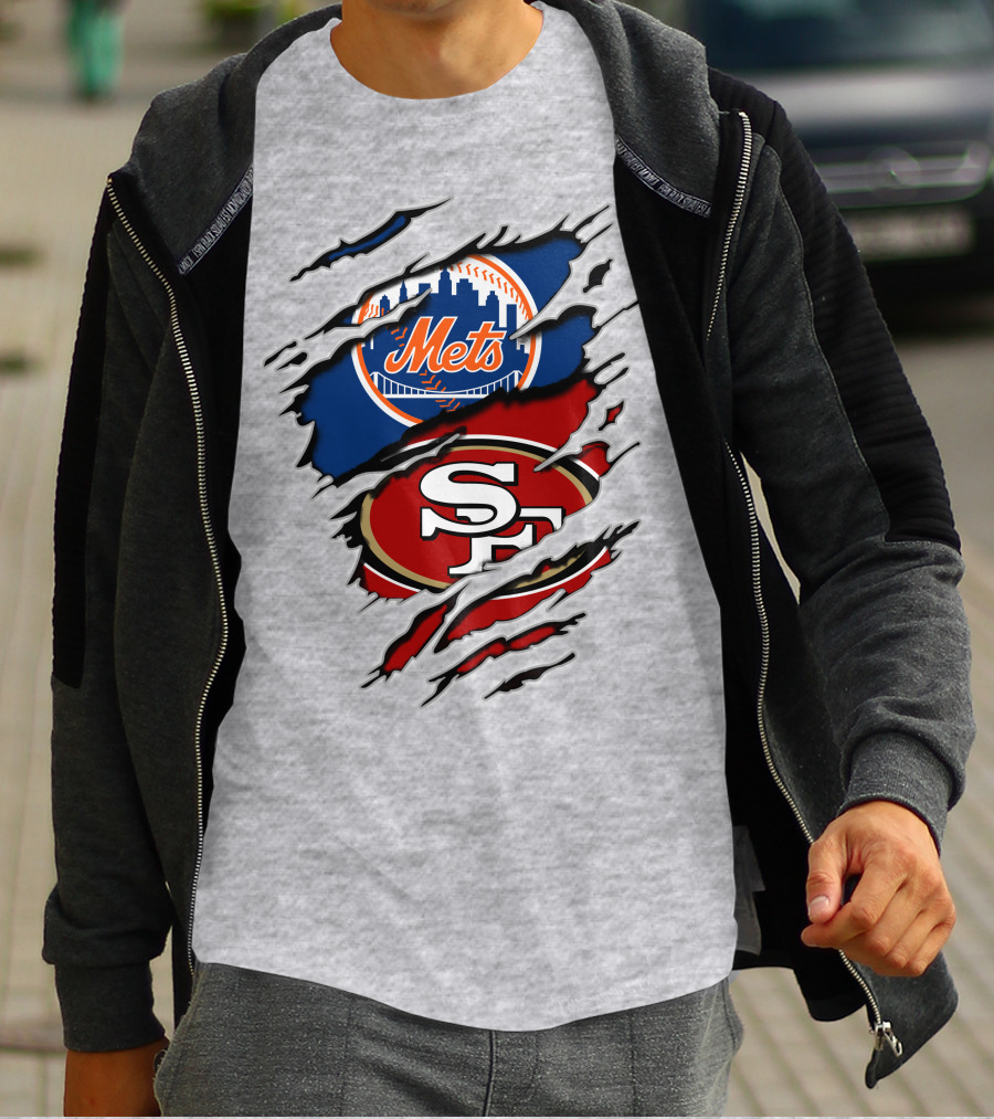49ers Sf Mets City Skyline Football Baseball Crossover T-Shirt