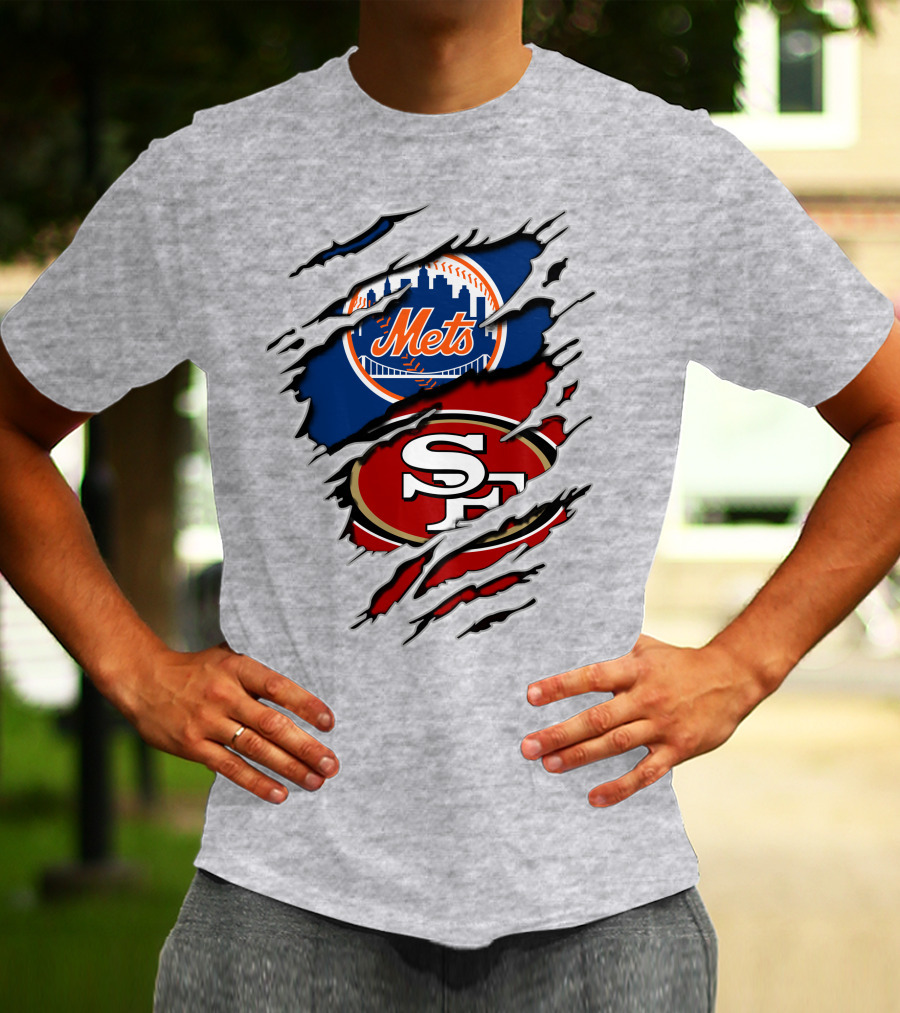 49ers Sf Mets City Skyline Football Baseball Crossover T-Shirt