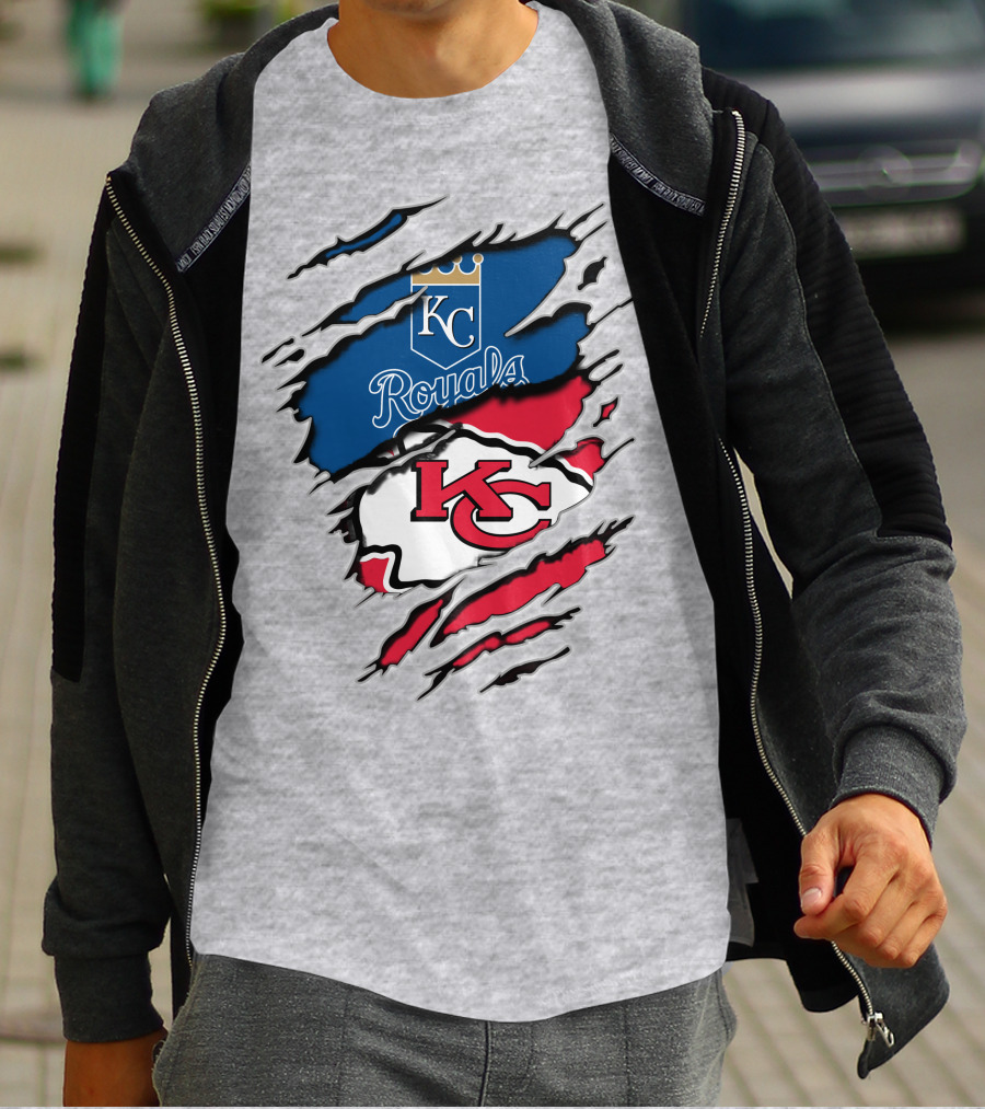 Kansas City Chiefs Royals Kc Logo Fusion T-Shirt