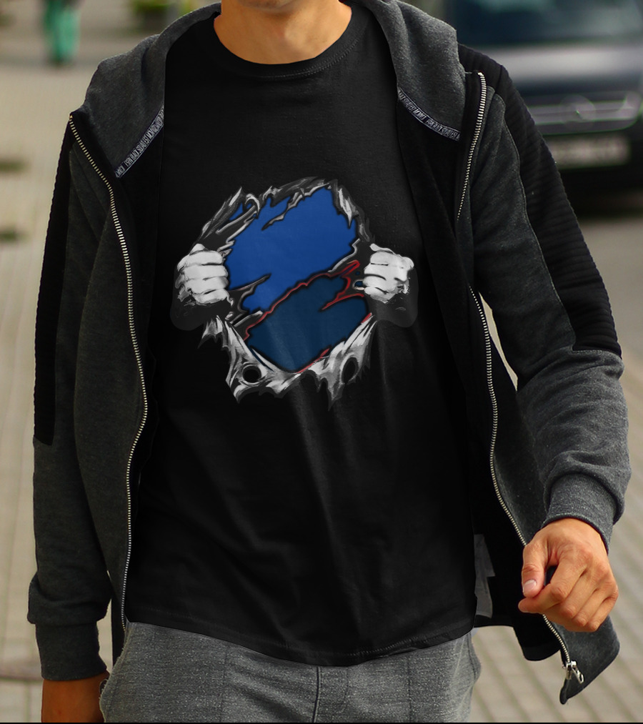 Co LA Ripped Hands Blue And Red T-Shirt