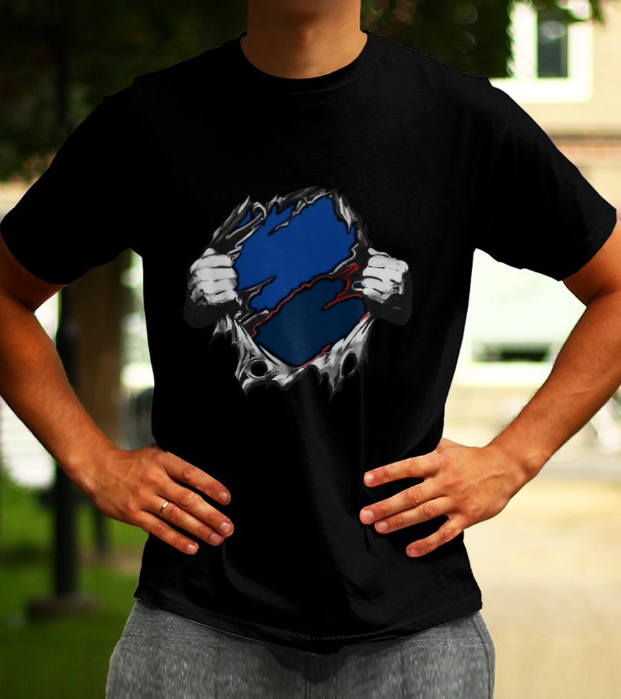 Co LA Ripped Hands Blue And Red T-Shirt