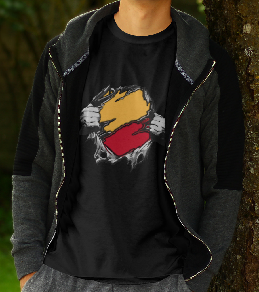 As Bold Tearaway Design In Red And Gold T-Shirt