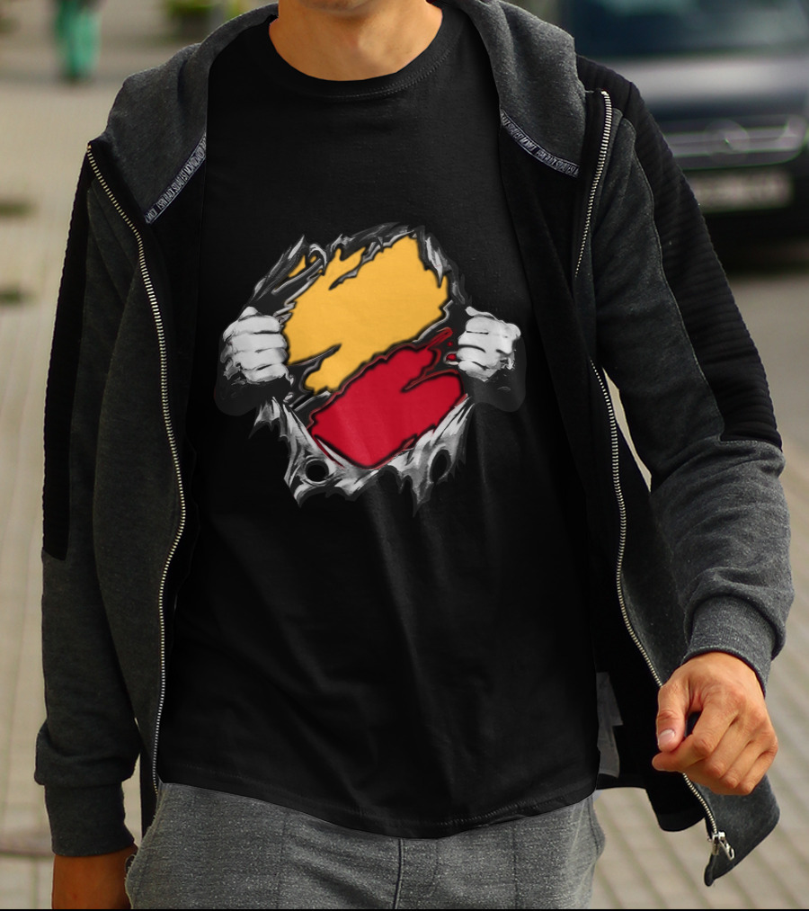 As Bold Tearaway Design In Red And Gold T-Shirt