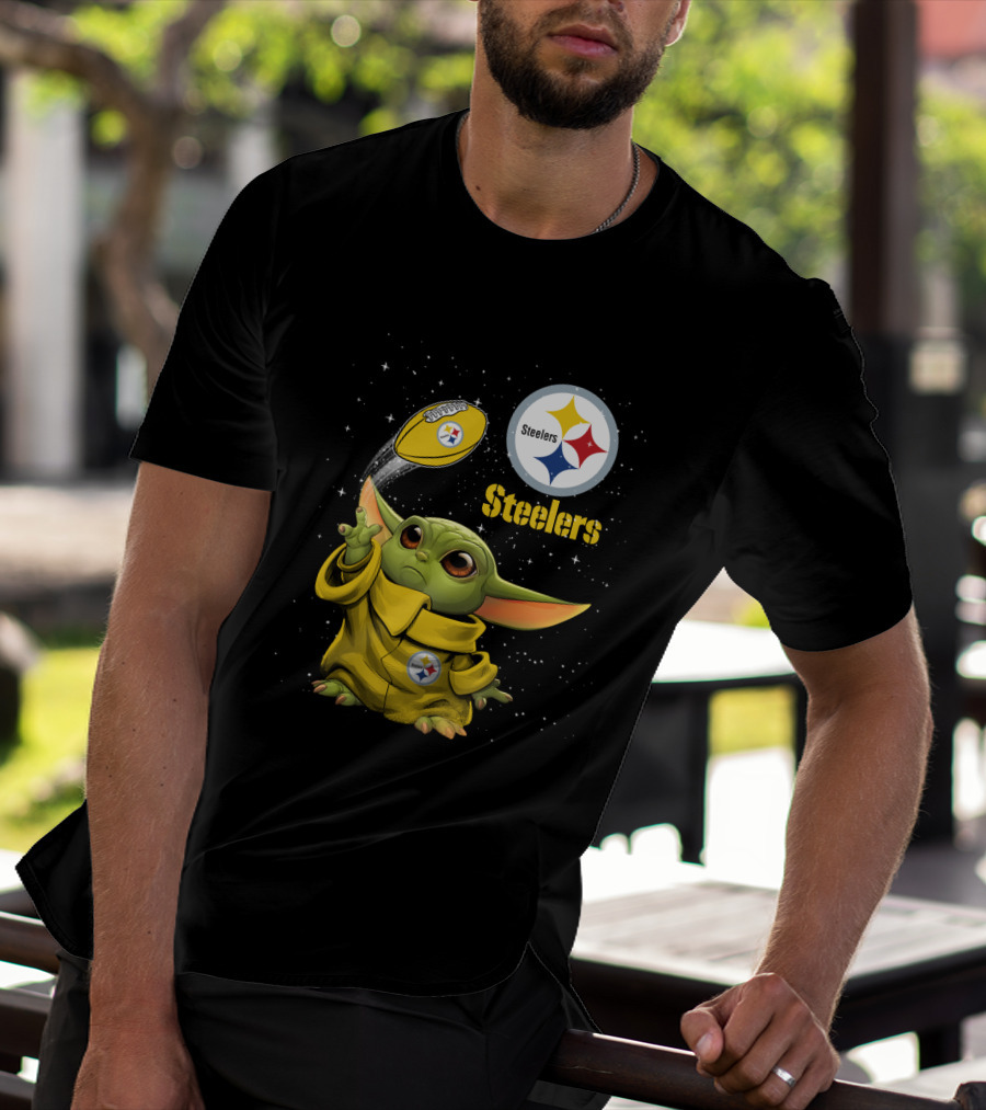 Baby Yoda Steelers Football Star Wars Grogu Pittsburgh NFL Fan Gear T-Shirt