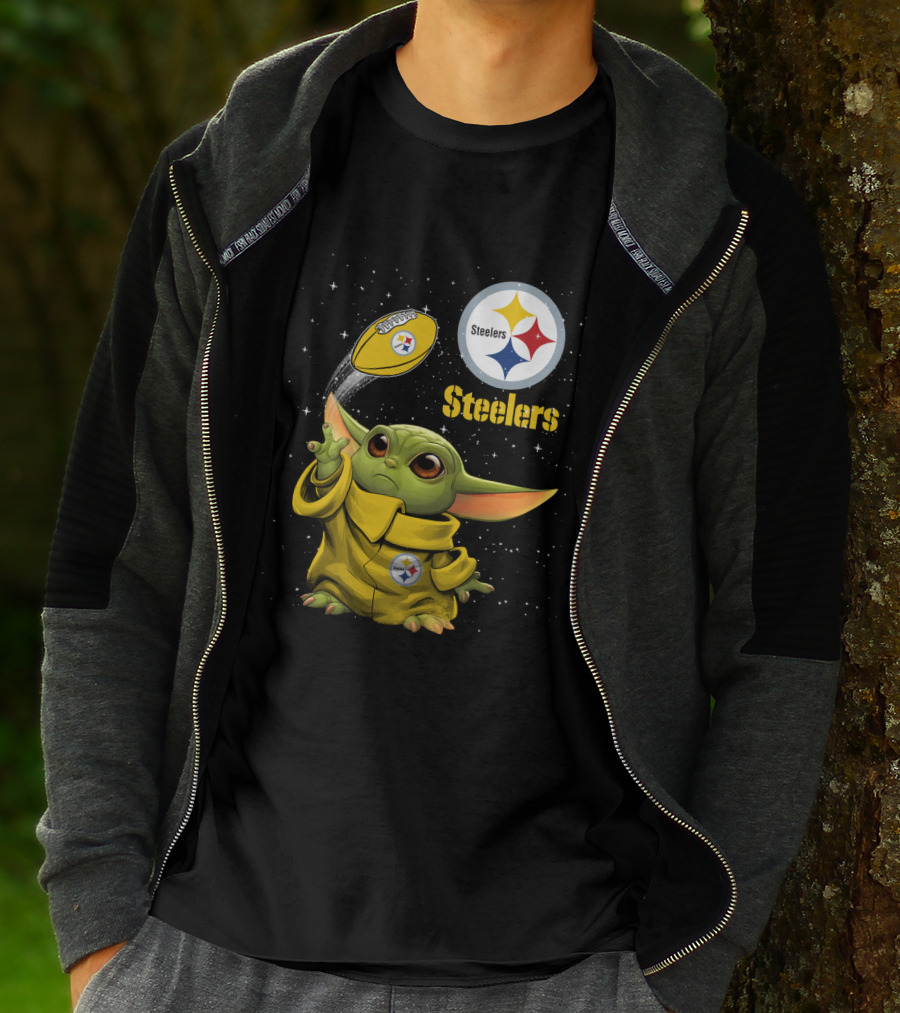 Baby Yoda Steelers Football Star Wars Grogu Pittsburgh NFL Fan Gear T-Shirt