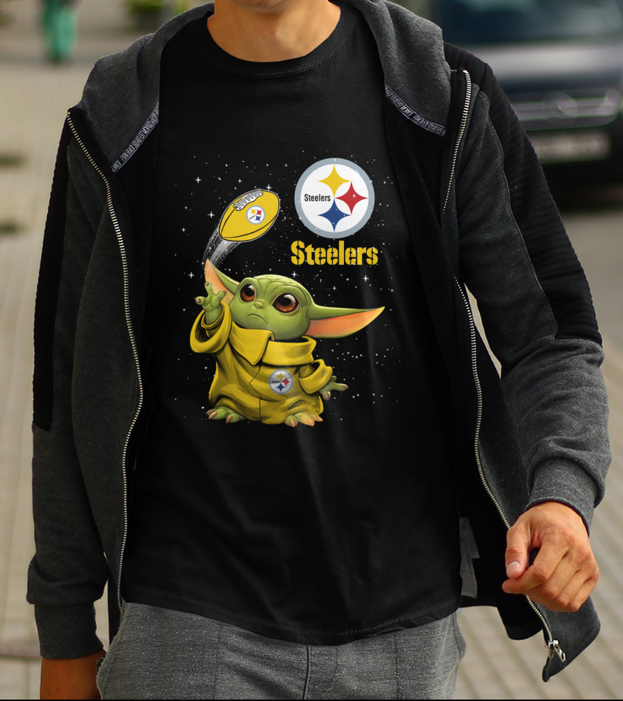 Baby Yoda Steelers Football Star Wars Grogu Pittsburgh NFL Fan Gear T-Shirt