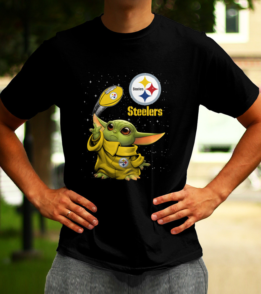 Baby Yoda Steelers Football Star Wars Grogu Pittsburgh NFL Fan Gear T-Shirt