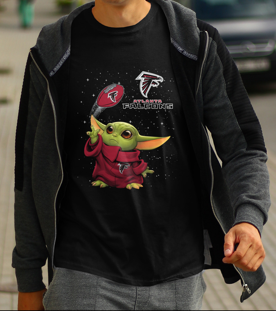 Atlanta Falcons Baby Yoda Star Wars Crossover Football Fan T-Shirt