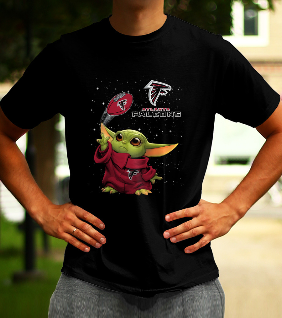 Atlanta Falcons Baby Yoda Star Wars Crossover Football Fan T-Shirt