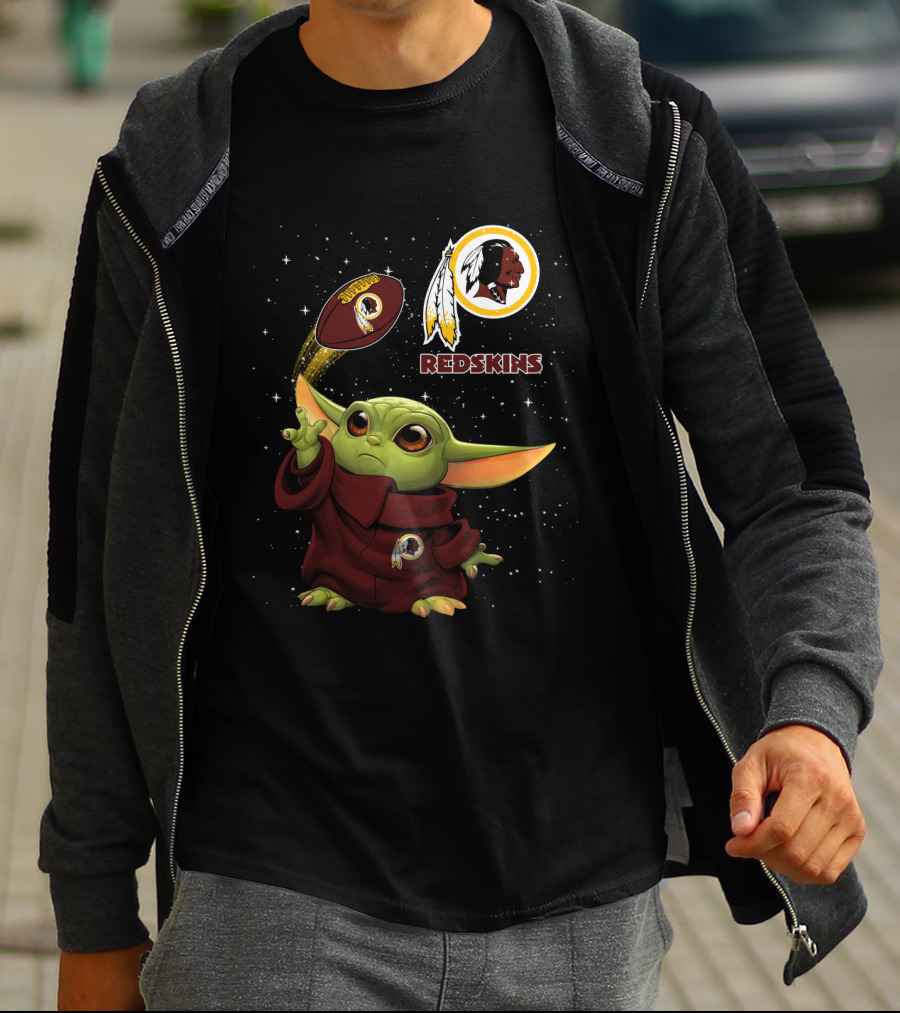 Baby Yoda Washington Redskins Logo Football T-Shirt