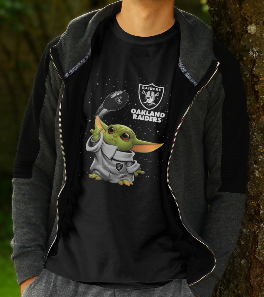 Baby Yoda Oakland Raiders Football Star Wars Fan Merchandise T-Shirt