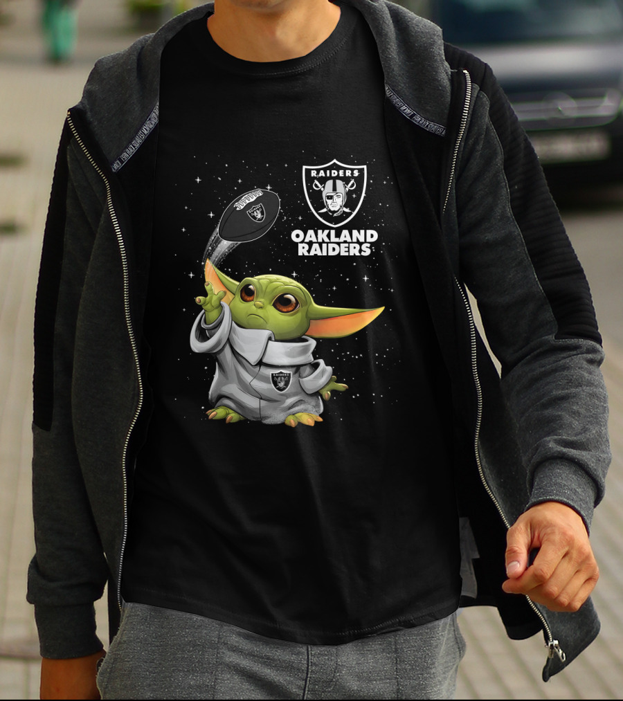 Baby Yoda Oakland Raiders Football Star Wars Fan Merchandise T-Shirt
