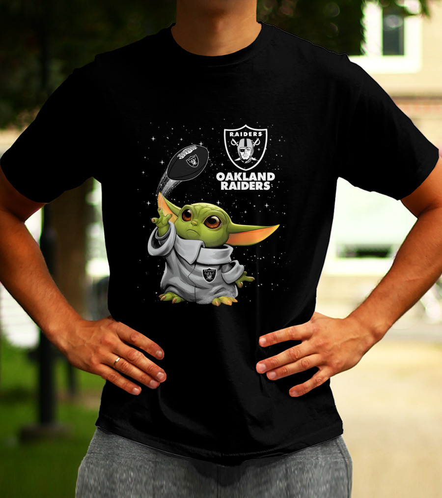 Baby Yoda Oakland Raiders Football Star Wars Fan Merchandise T-Shirt