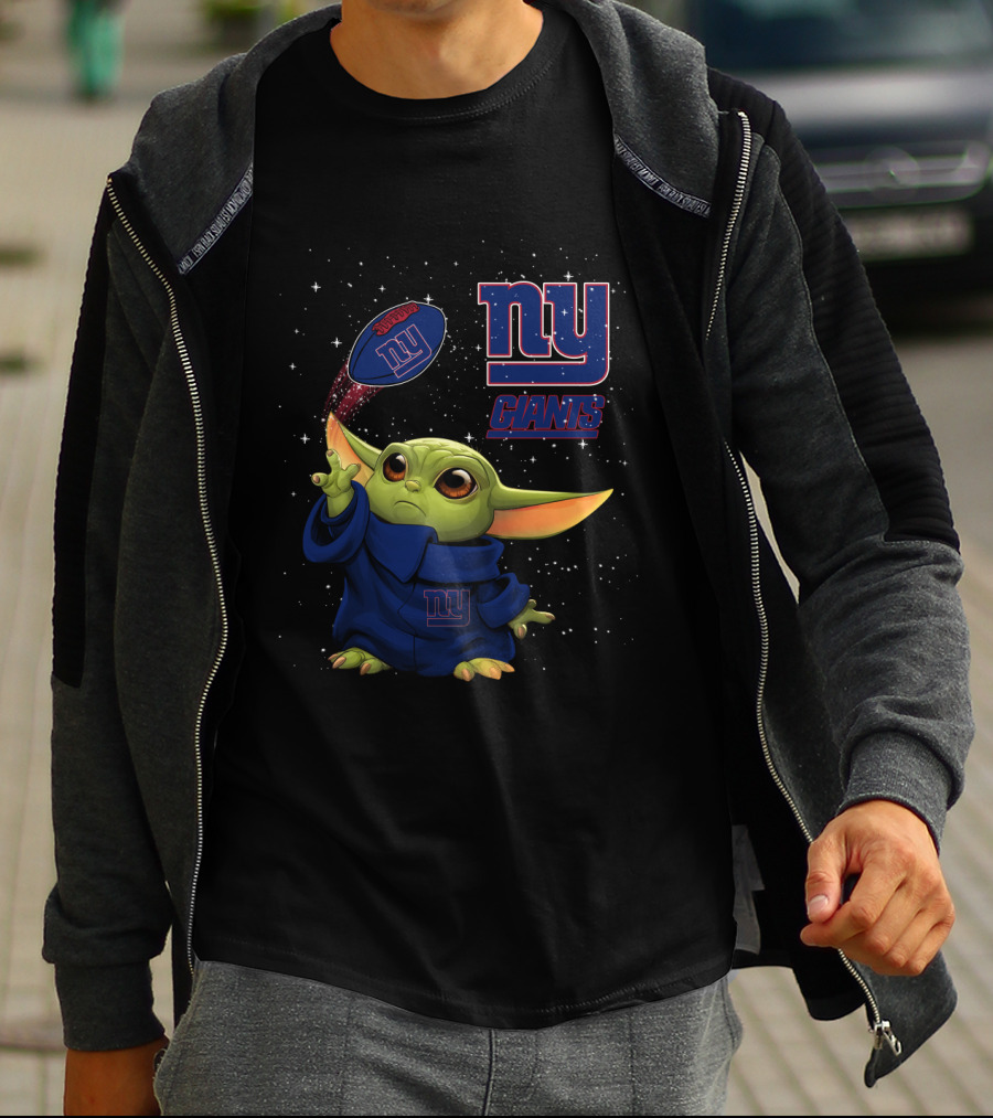 Baby Yoda NY Giants Football Fan Star Wars Mandalorian Fusion T-Shirt