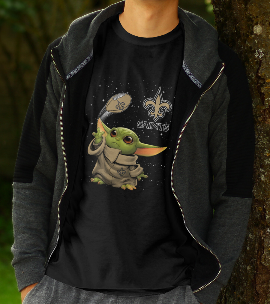 Baby Yoda New Orleans Saints Football Star Wars Collaboration T-Shirt
