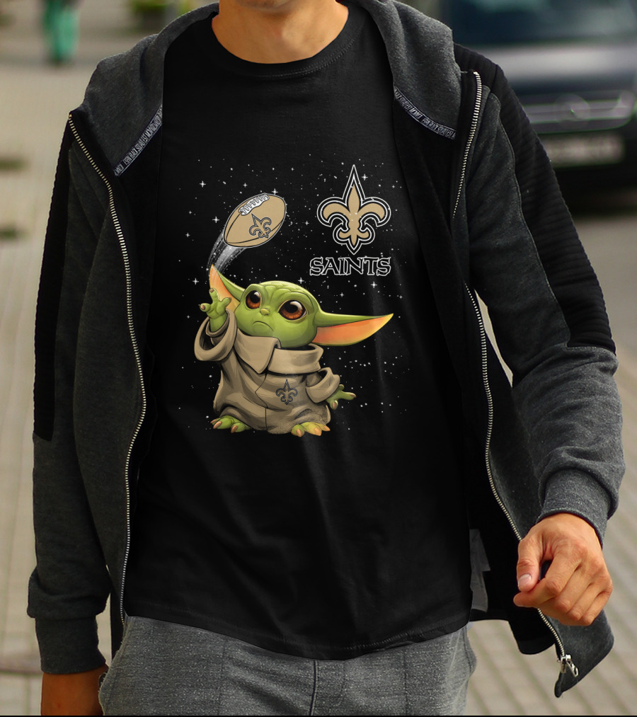 Baby Yoda New Orleans Saints Football Star Wars Collaboration T-Shirt