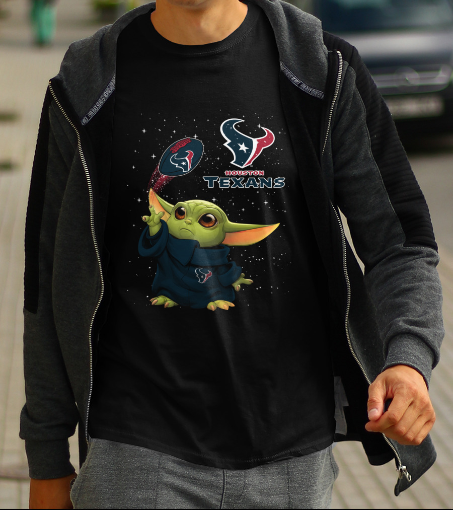 Houston Texans Baby Yoda NFL Football Star Wars Crossover T-Shirt