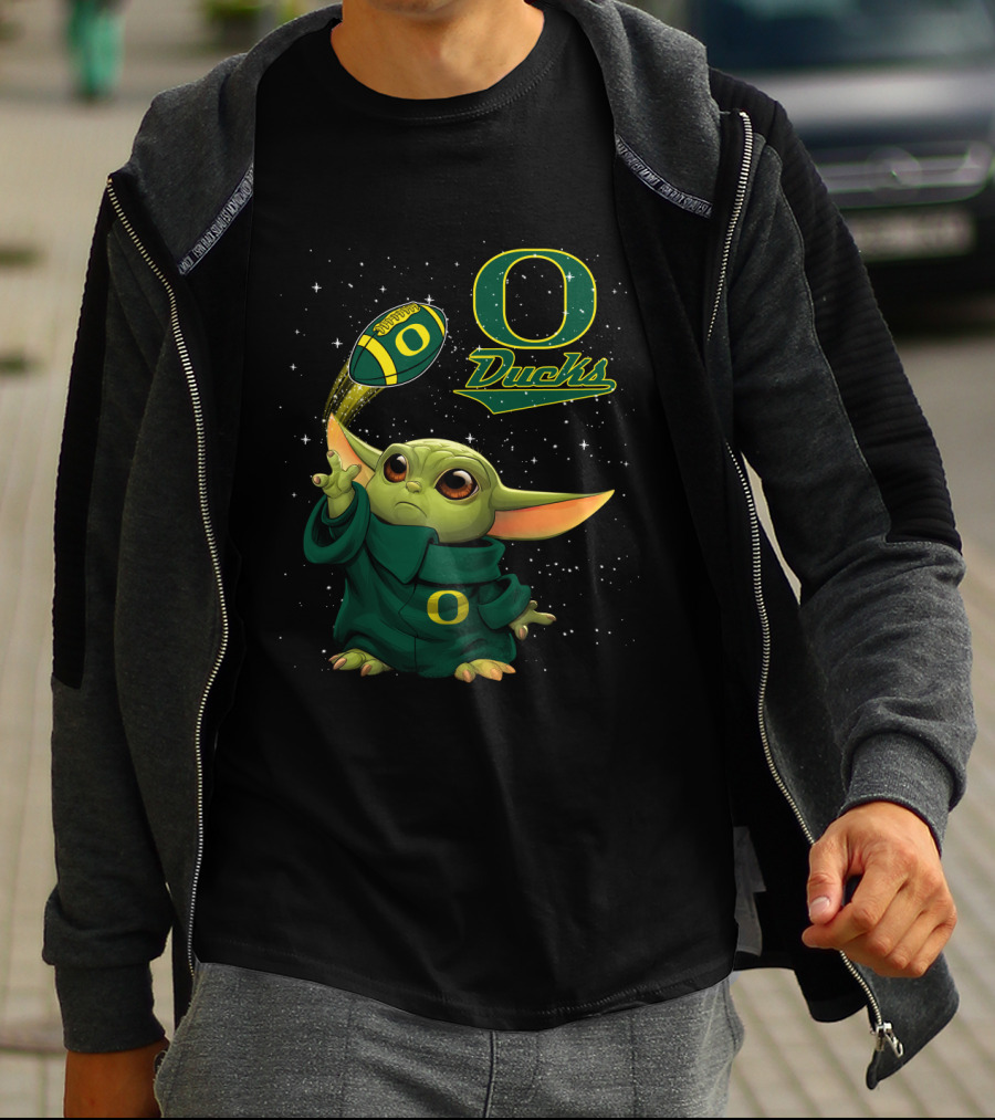 Baby Yoda Oregon Ducks Star Wars Football T-Shirt