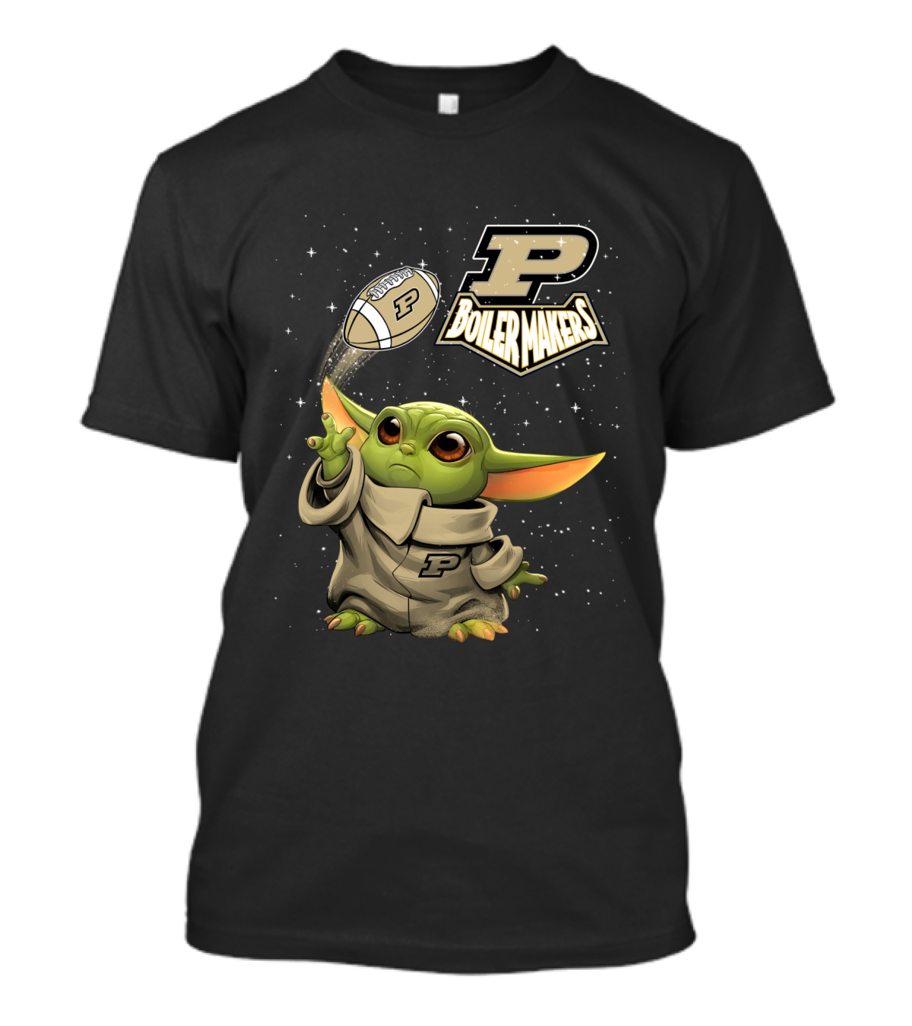 Baby Yoda Football Fantasy With Purdue Boilermakers T-Shirt