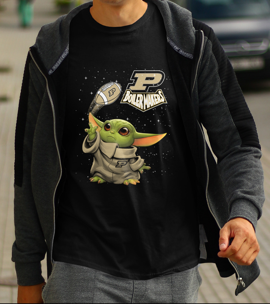 Baby Yoda Football Fantasy With Purdue Boilermakers T-Shirt
