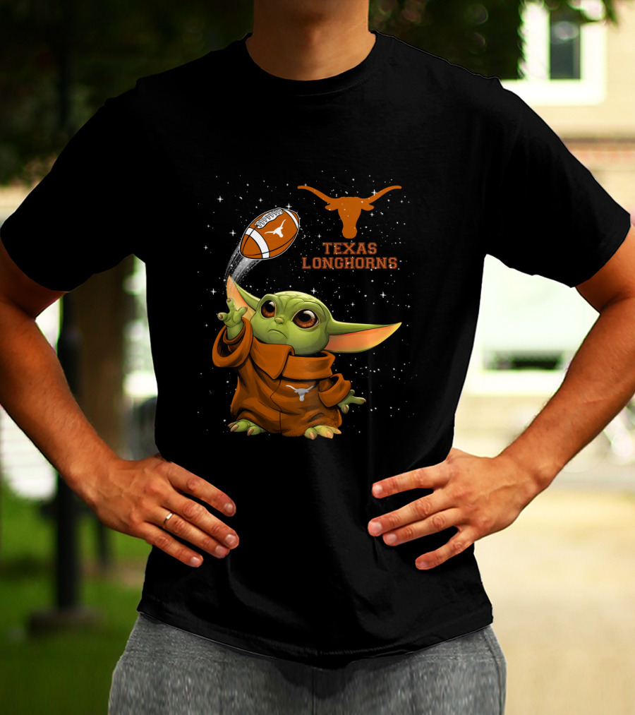 Texas Longhorns Baby Yoda Football T-Shirt